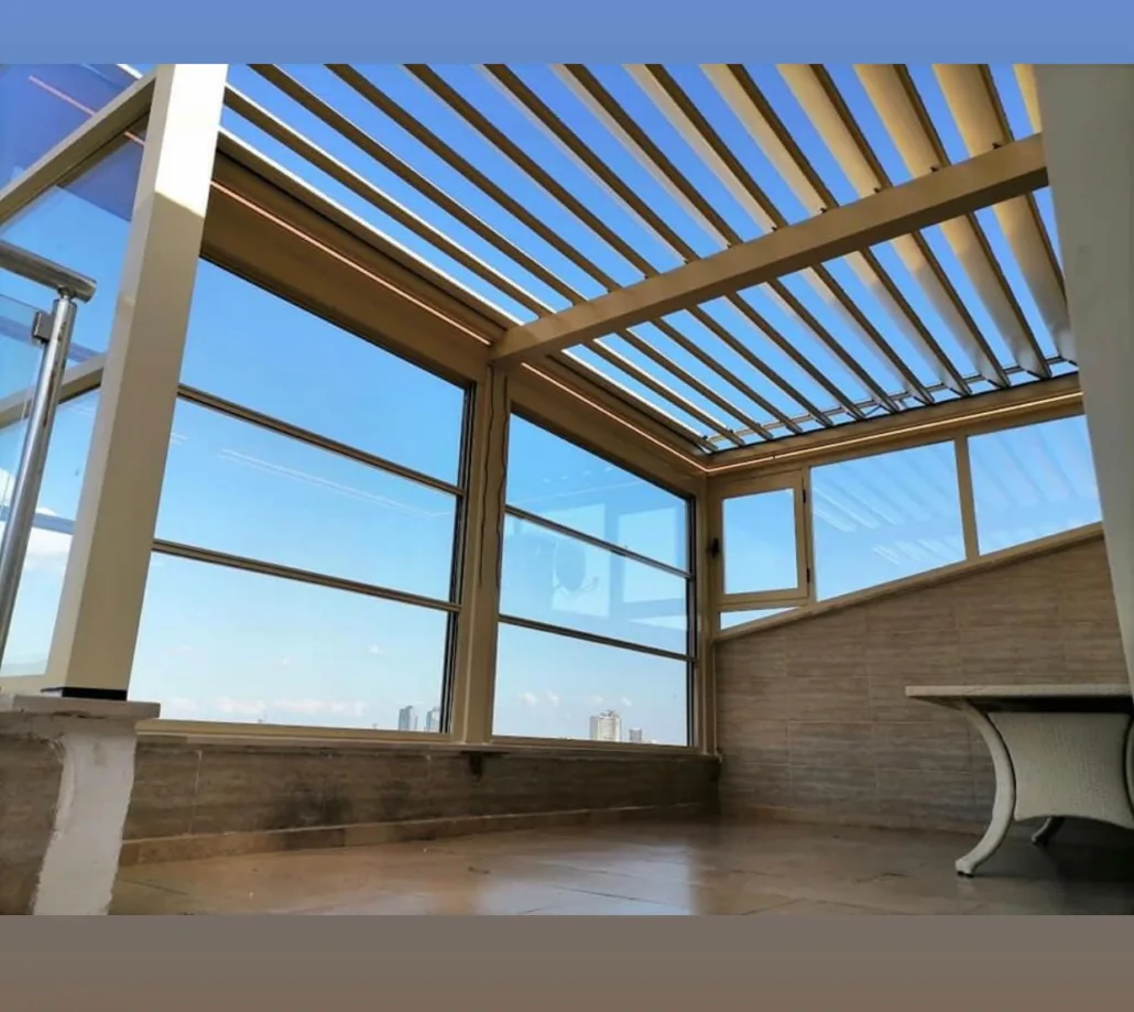 Mor Tente pergola ve cam sistemi uygulaması